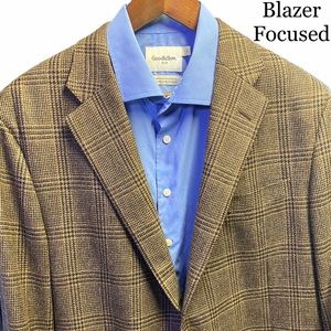 Hickey Freeman Brown Glen Plaid Sport Coat with Blue Shirt